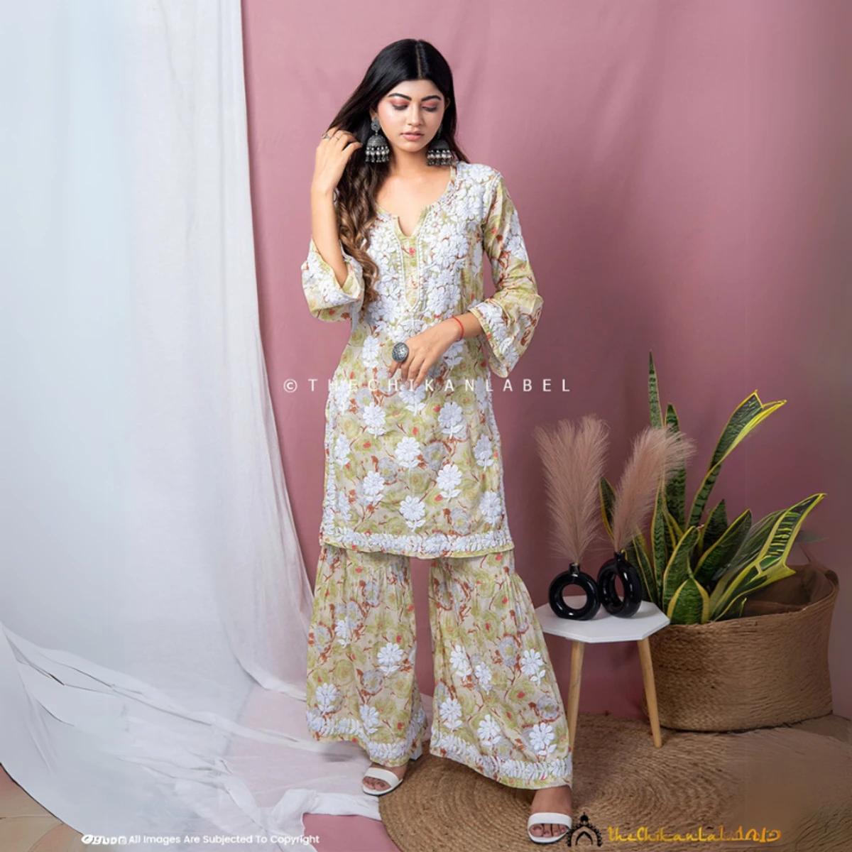 Cotton Chikankari Kurta Garara Set - Image 4