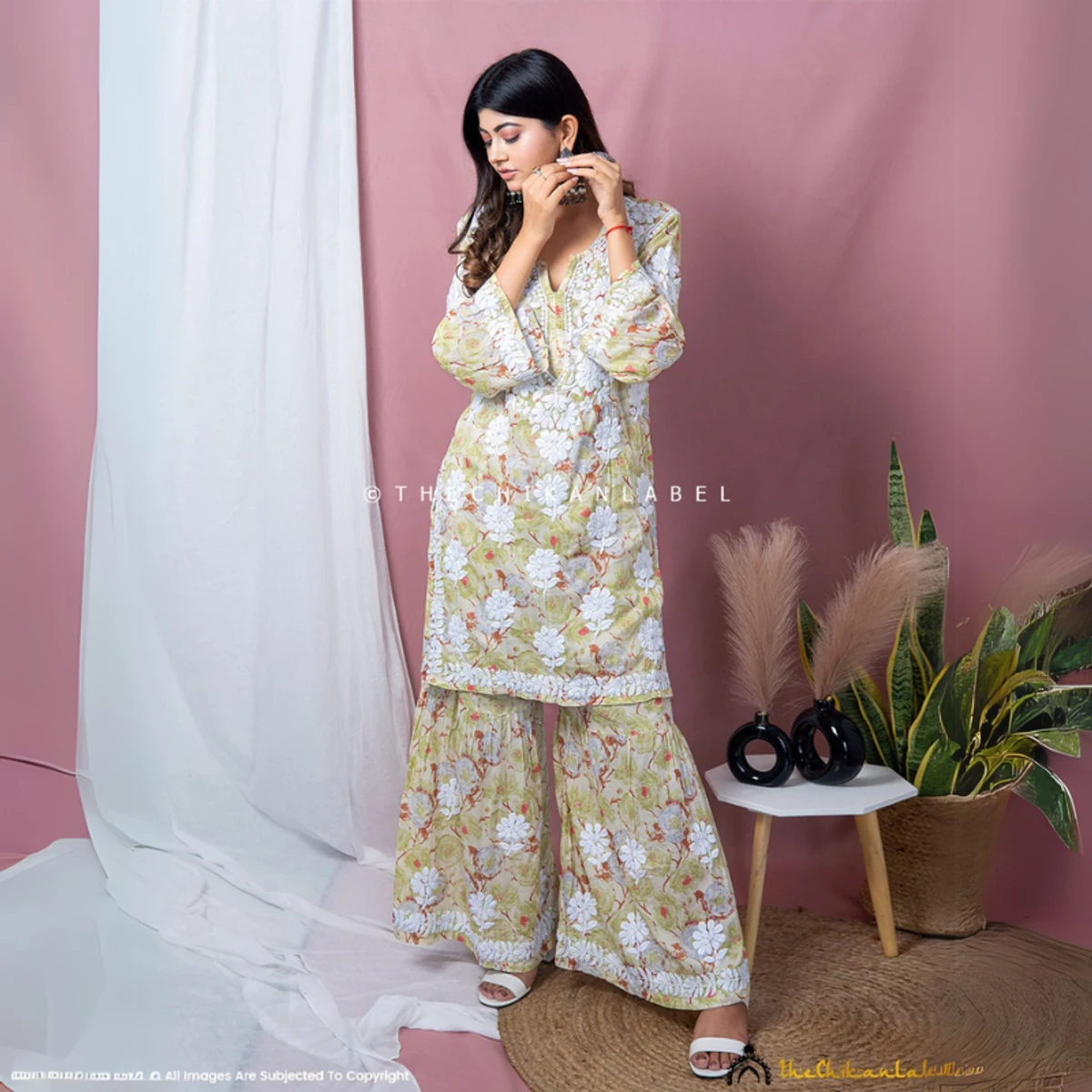 Cotton Chikankari Kurta Garara Set