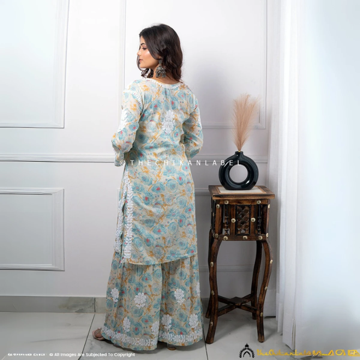 Cotton Chikankari Kurta Garara Set - Image 8